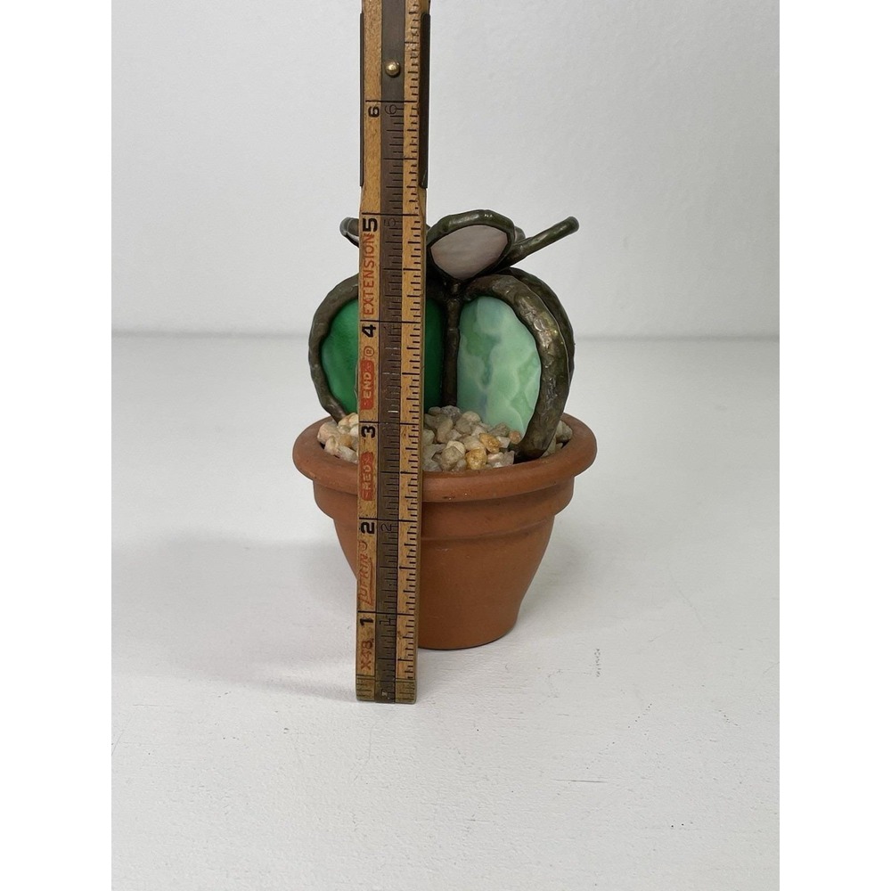 Stained Glass Cactus With Pink Flower Terracotta Pot 5"x3" Handmade Gift Décor - Picture 9 of 14